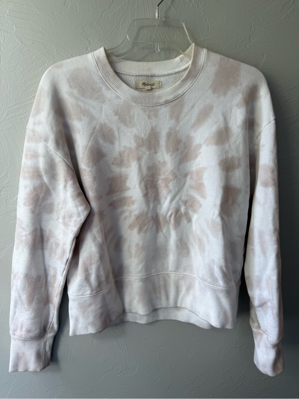 Madewell Women’s White Cream Tie Dye Sweatshirt 100% Cotton Cozy Pullover